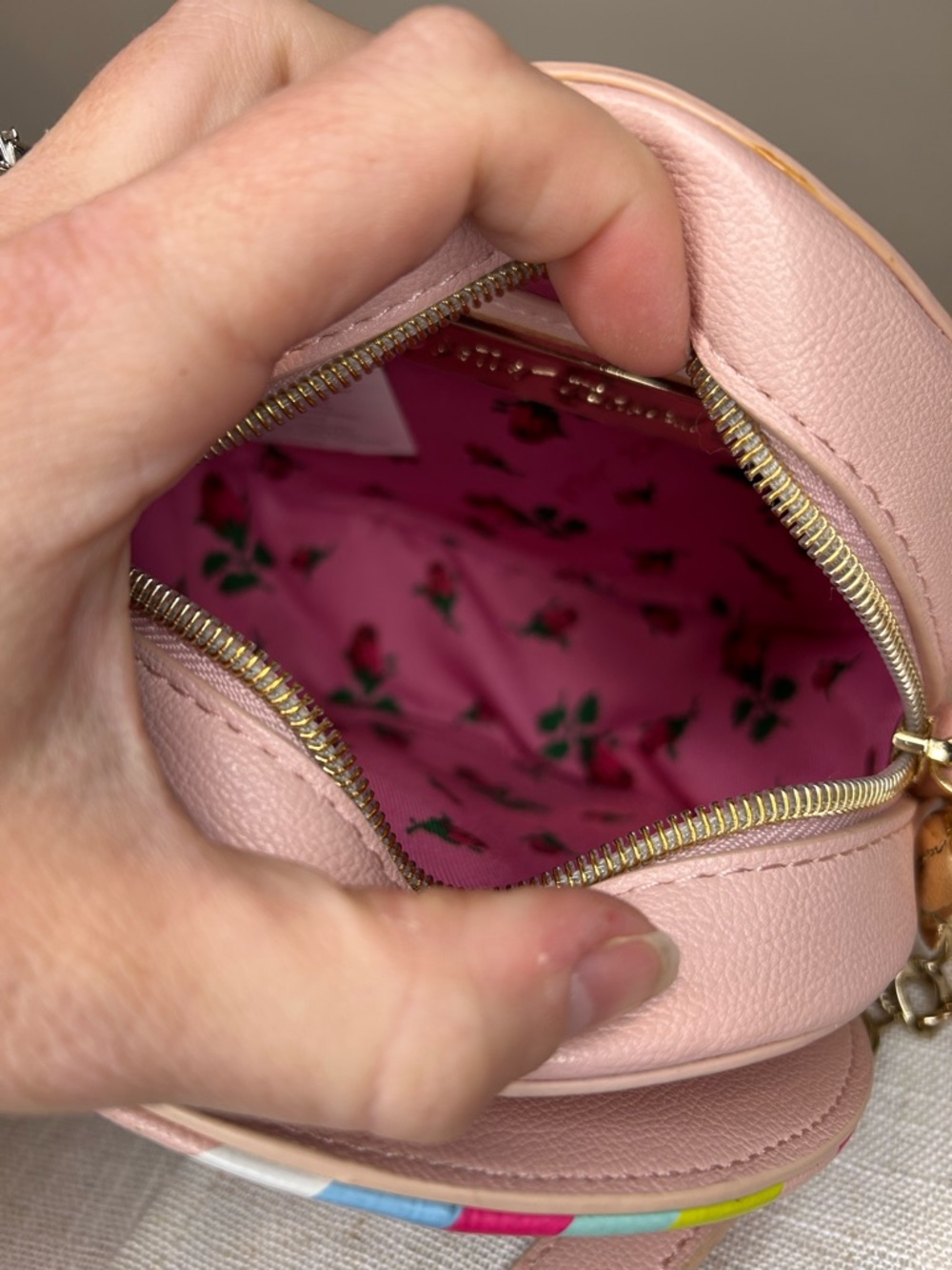 Betsey Johnson Candy Swirl Round Crossbody Bag in Pink & Multi-Color - Picture 8 of 11